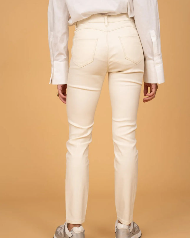Women's Ecru Fleece-Lined Coated Trousers