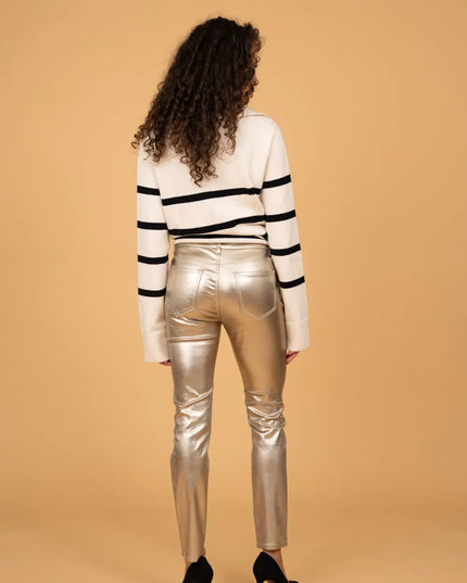 Women's Gold Coated Slim Trousers
