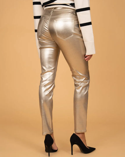 Women's Gold Coated Slim Trousers