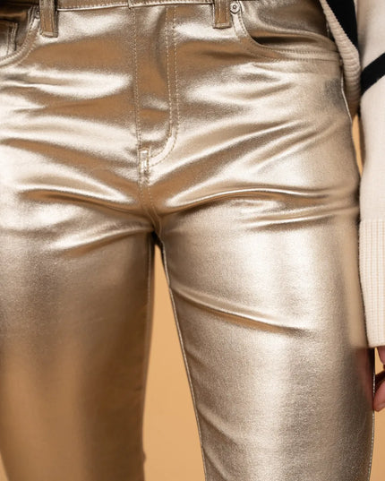 Women's Gold Coated Slim Trousers