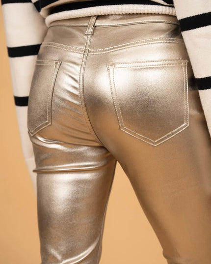 Women's Gold Coated Slim Trousers