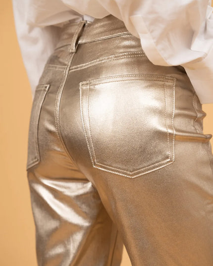 Women's Gold Coated Mom Trousers