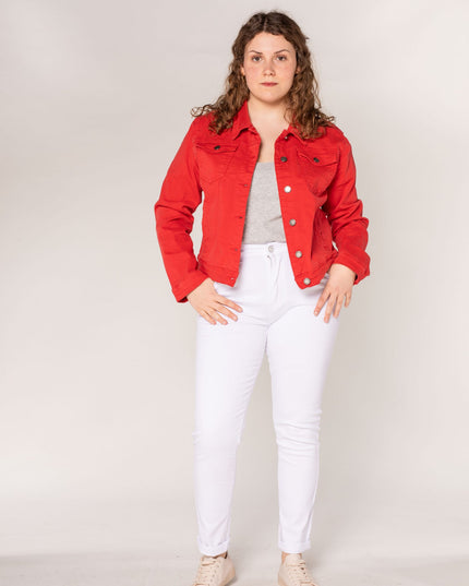 Wholesale Red Plus Size Jeans Jacket