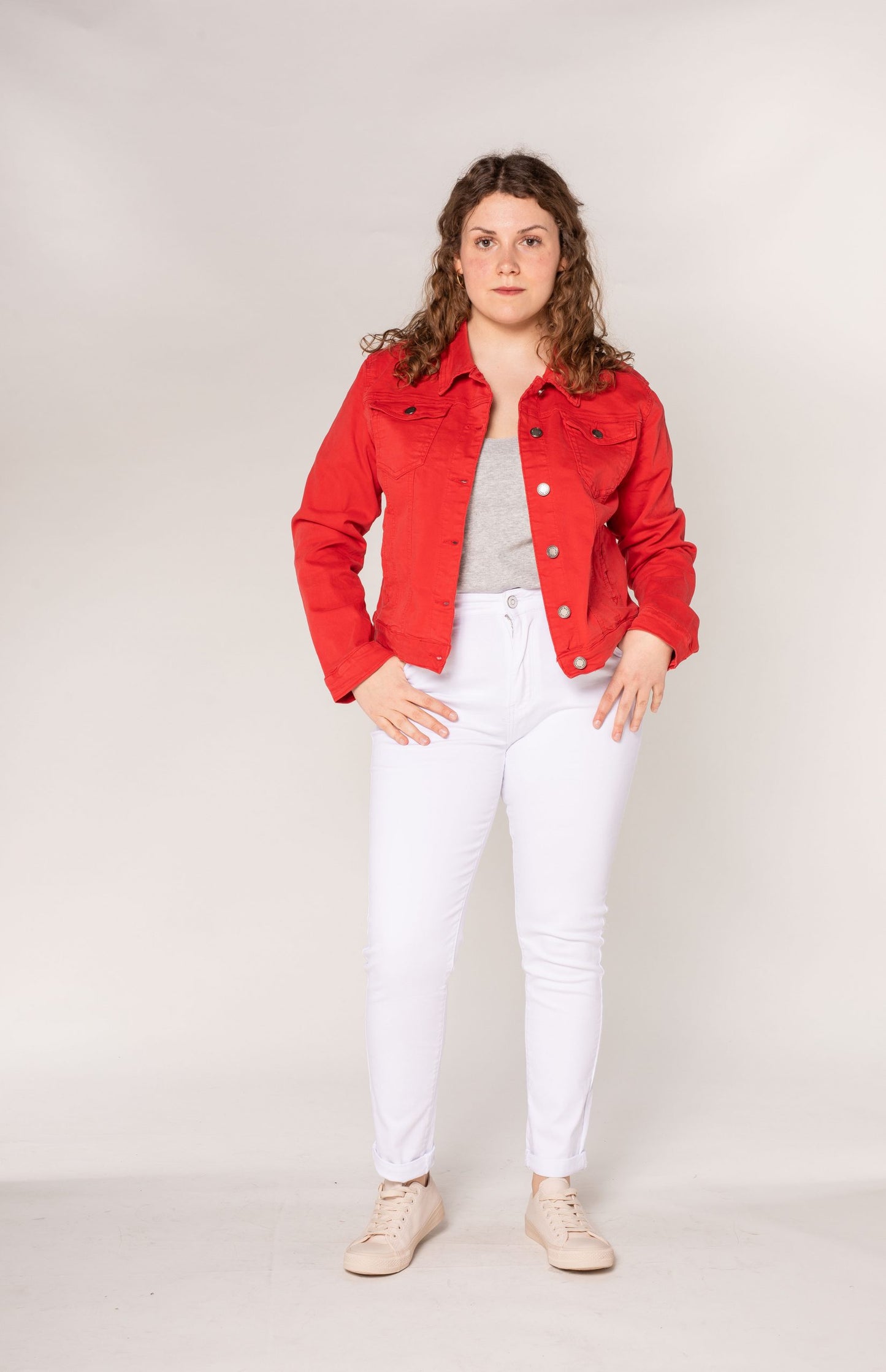 Wholesale Red Plus Size Jeans Jacket