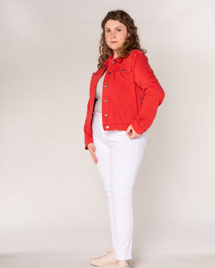 Wholesale Red Plus Size Jeans Jacket