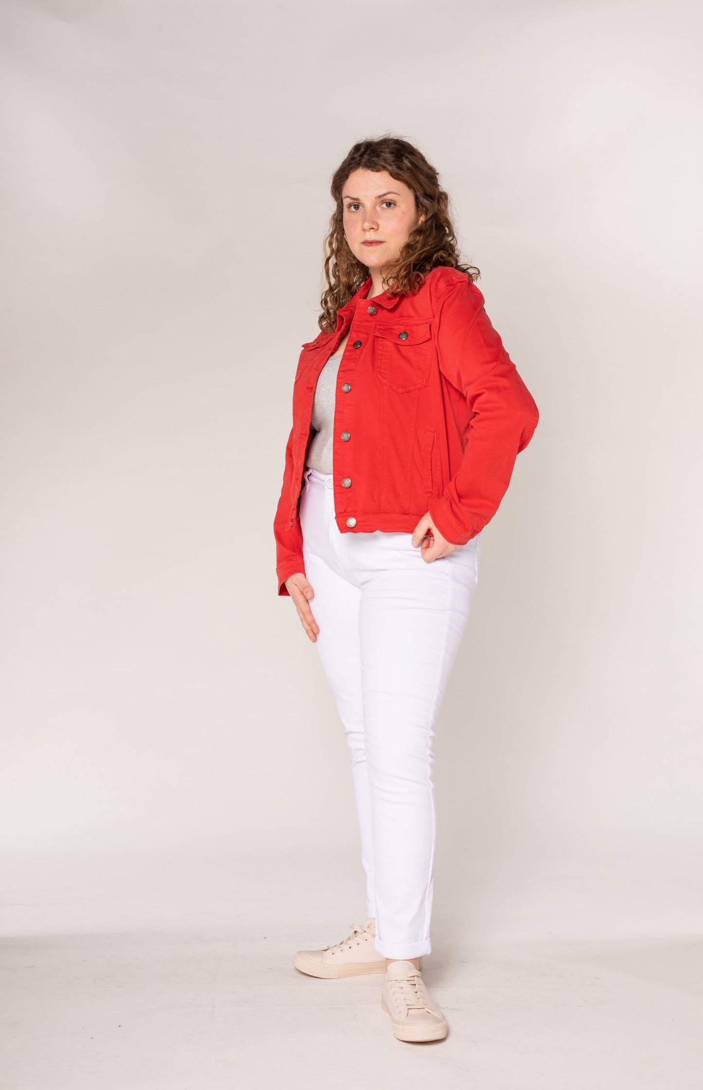 Wholesale Red Plus Size Jeans Jacket