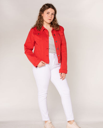 Wholesale Red Plus Size Jeans Jacket
