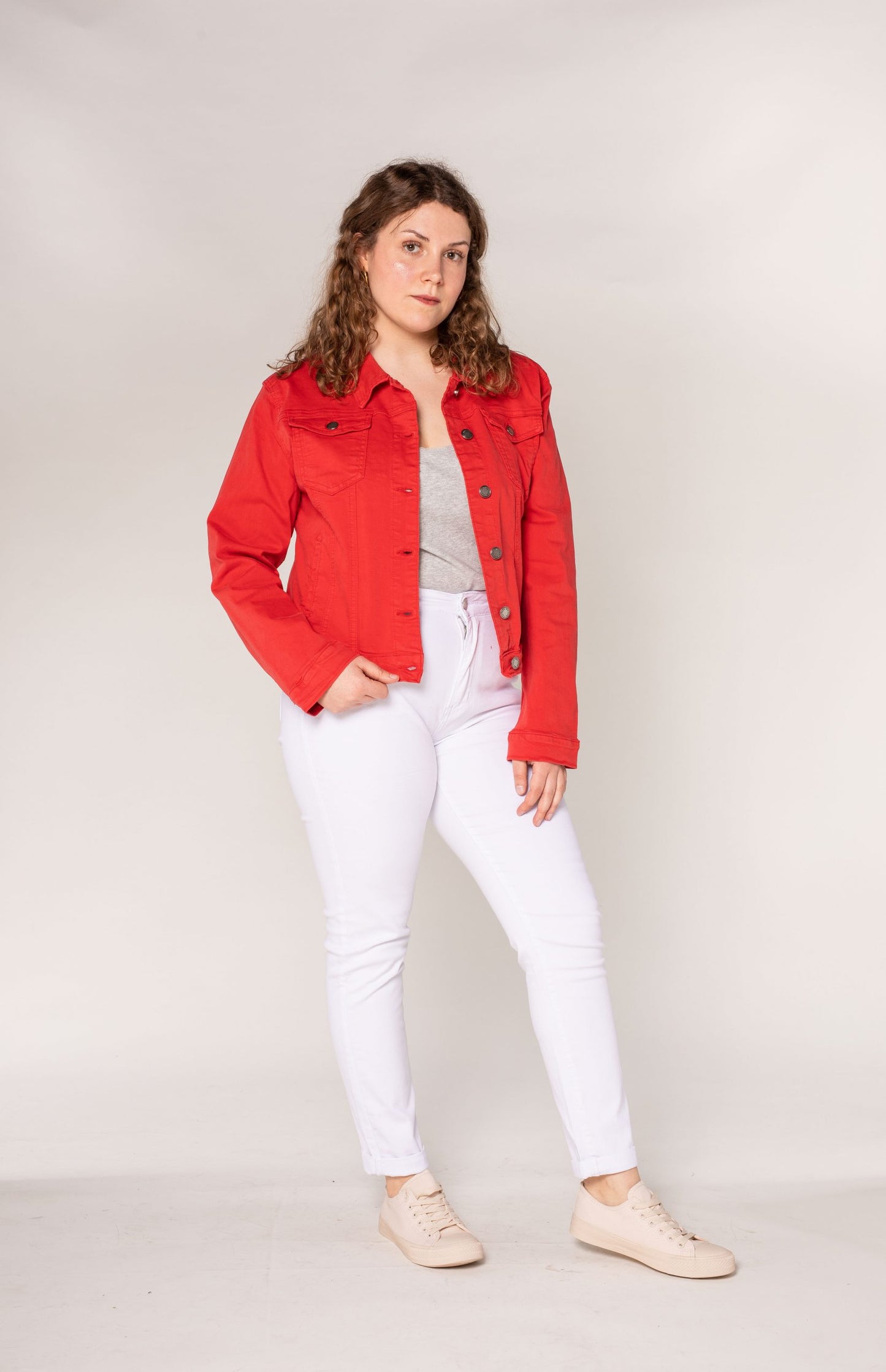 Wholesale Red Plus Size Jeans Jacket