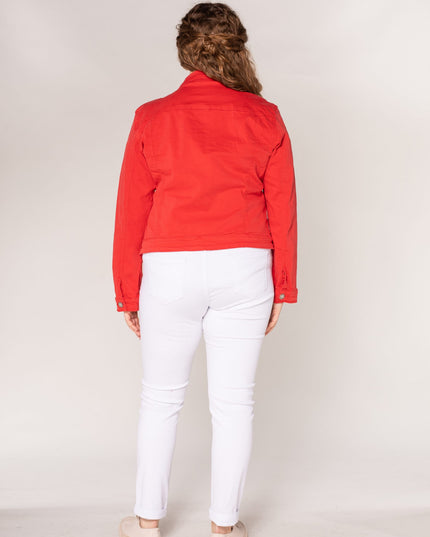 Wholesale Red Plus Size Jeans Jacket