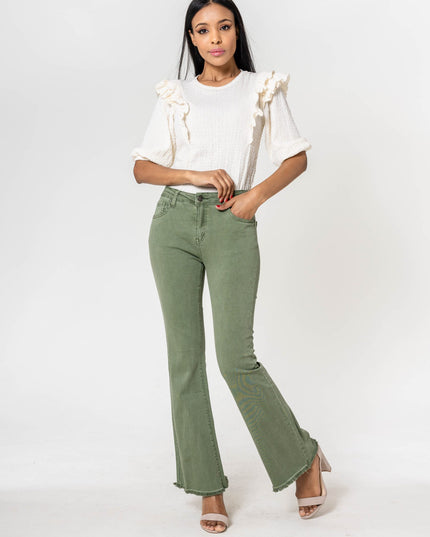Wholesale Light Khaki frayed Bootcut Jeans