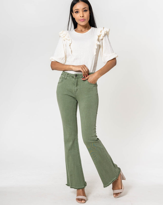 Wholesale Light Khaki frayed Bootcut Jeans
