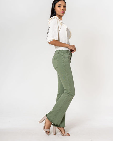 Wholesale Light Khaki frayed Bootcut Jeans