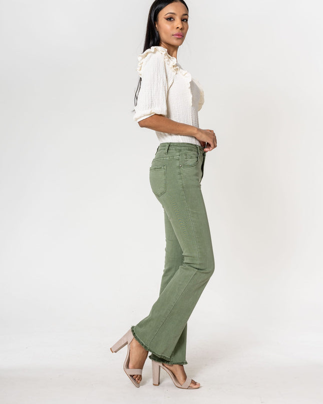 Wholesale Light Khaki frayed Bootcut Jeans