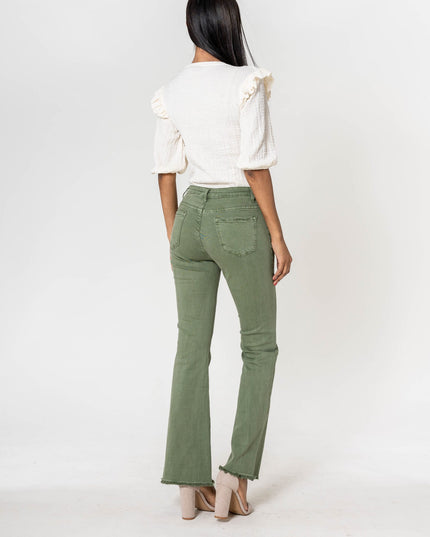 Wholesale Light Khaki frayed Bootcut Jeans