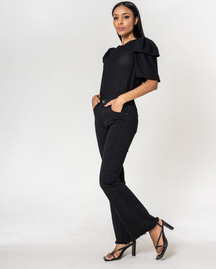 Wholesale Black frayed Bootcut Trousers