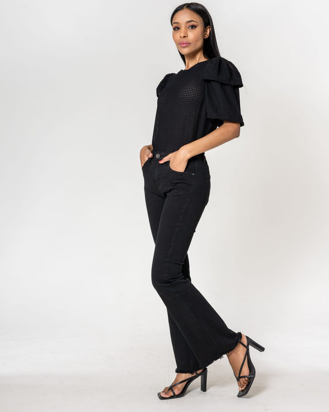 Wholesale Black frayed Bootcut Trousers