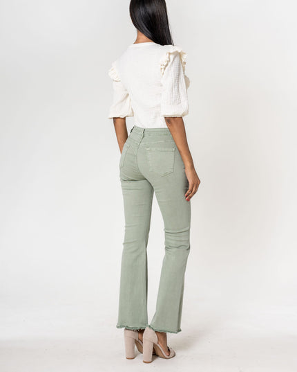 Wholesale Sage Green frayed Bootcut Jeans