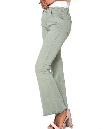 Wholesale Sage Green frayed Bootcut Jeans