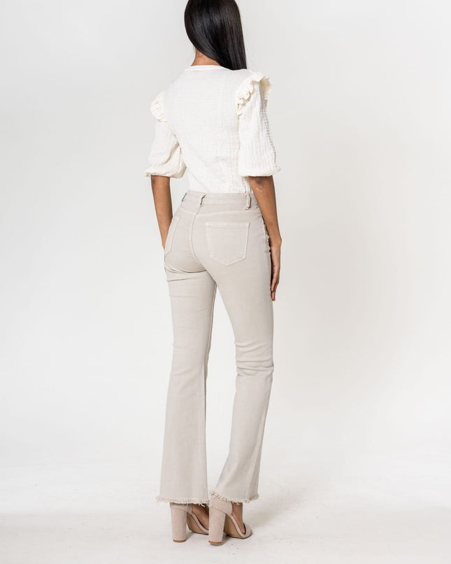 Wholesale Cream Frayed Bootcut Jeans