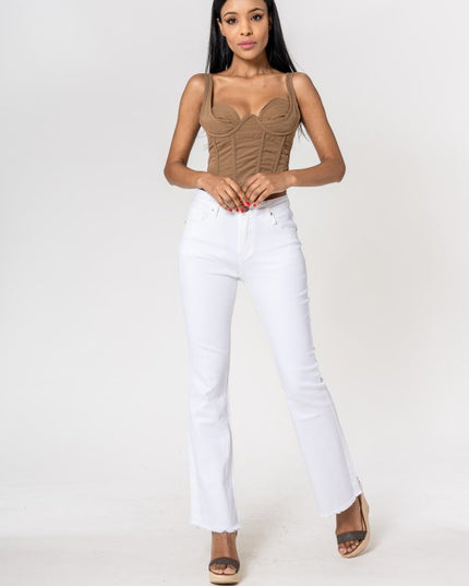 Wholesale White frayed Bootcut Jeans