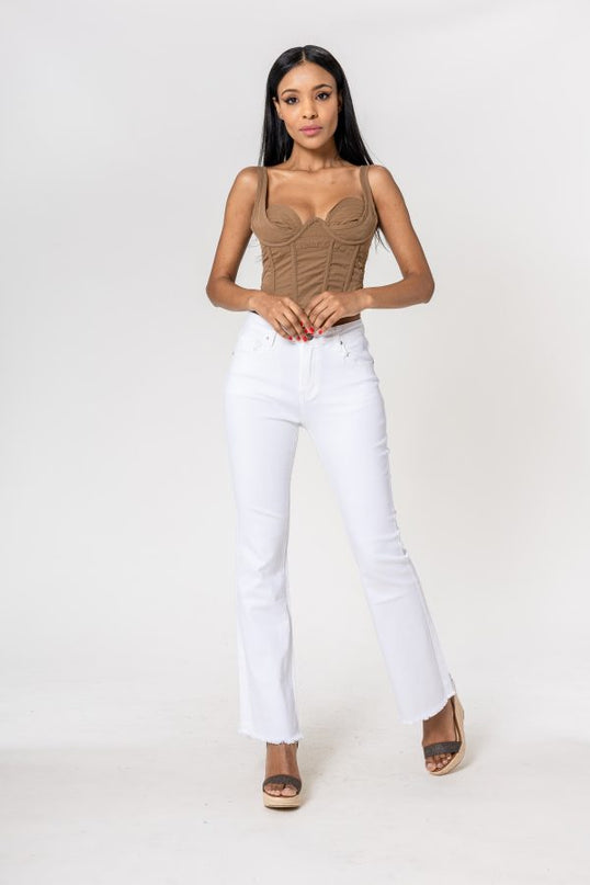 Wholesale White frayed Bootcut Jeans