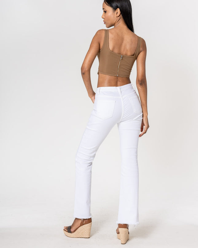 Wholesale White frayed Bootcut Jeans