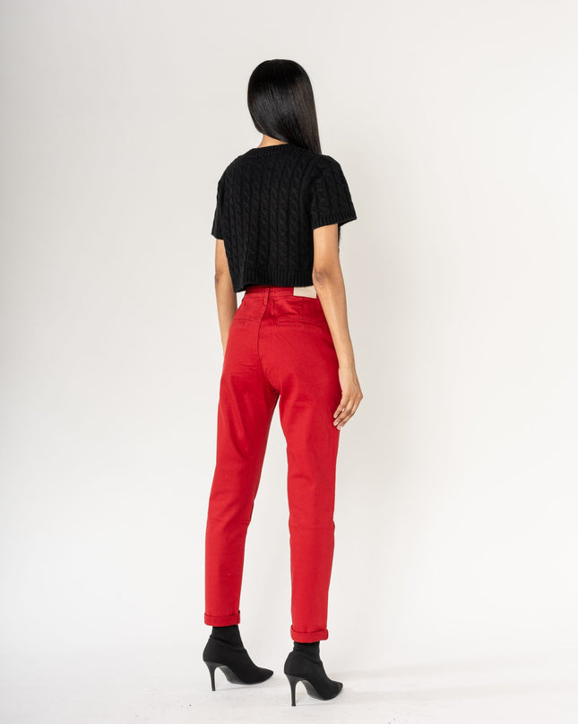 Wholesale High-Waisted Stretch Chino Pants Red