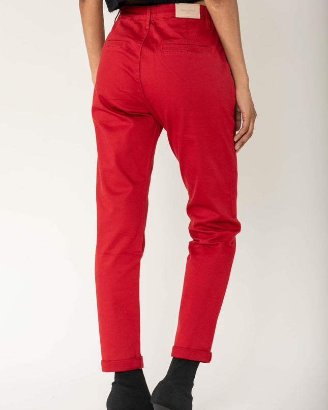 Wholesale High-Waisted Stretch Chino Pants Red