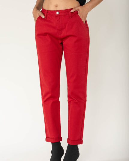 Wholesale High-Waisted Stretch Chino Pants Red
