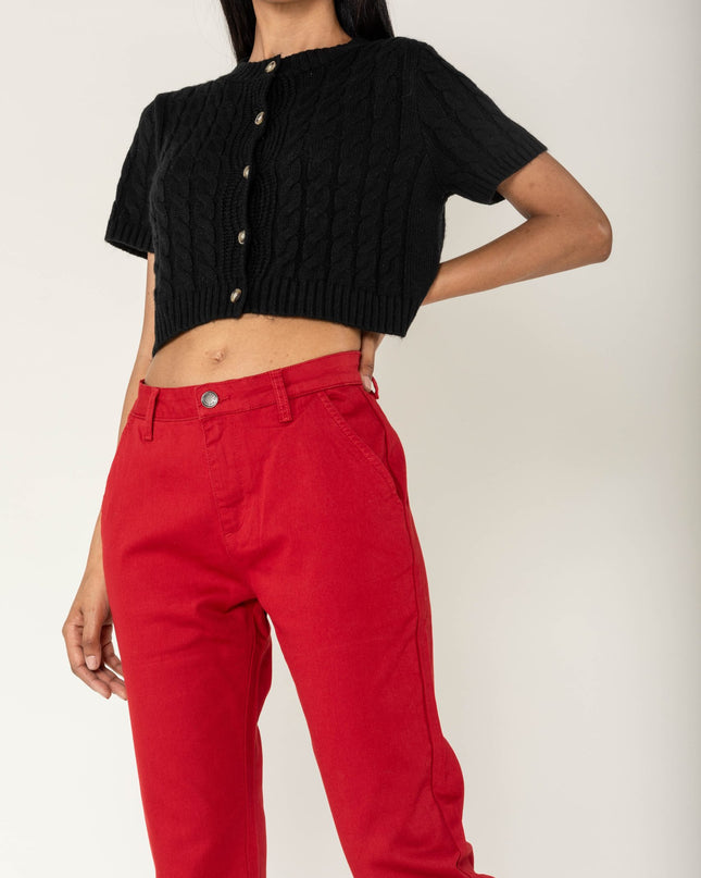 Wholesale High-Waisted Stretch Chino Pants Red