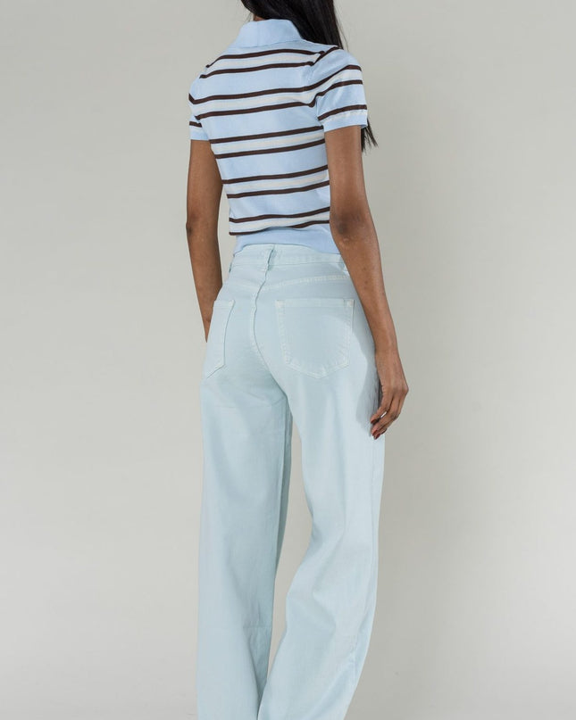 Wholesale Mole High Waist Wide Leg Flare Jeans Sky Blue