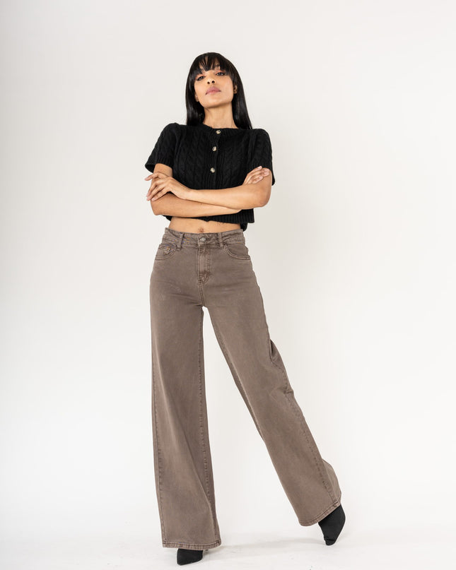 Wholesale Mole High Waist Wide Leg Flare Jeans
