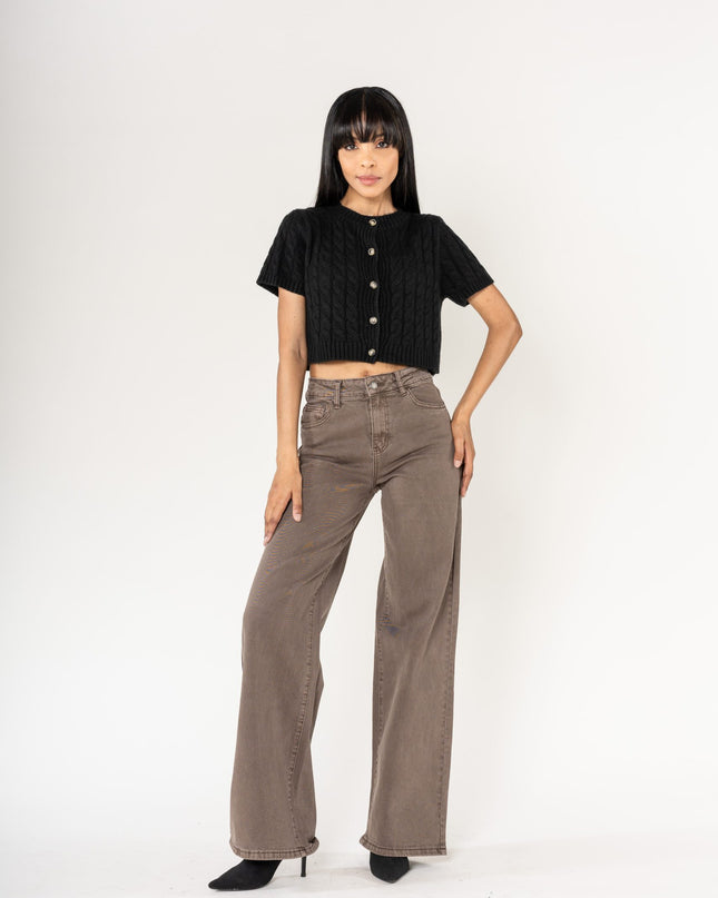 Wholesale Mole High Waist Wide Leg Flare Jeans