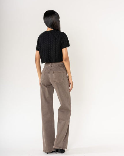 Wholesale Mole High Waist Wide Leg Flare Jeans