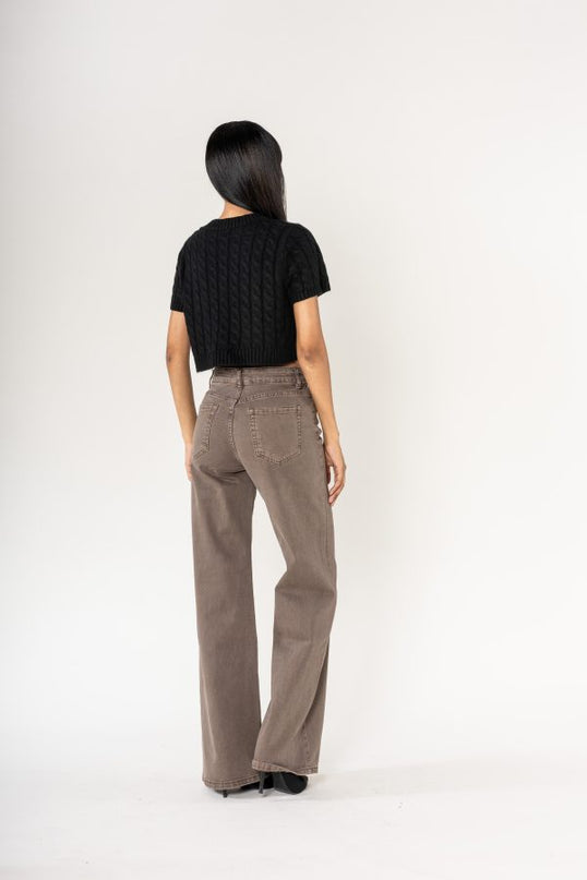 Wholesale Mole High Waist Wide Leg Flare Jeans