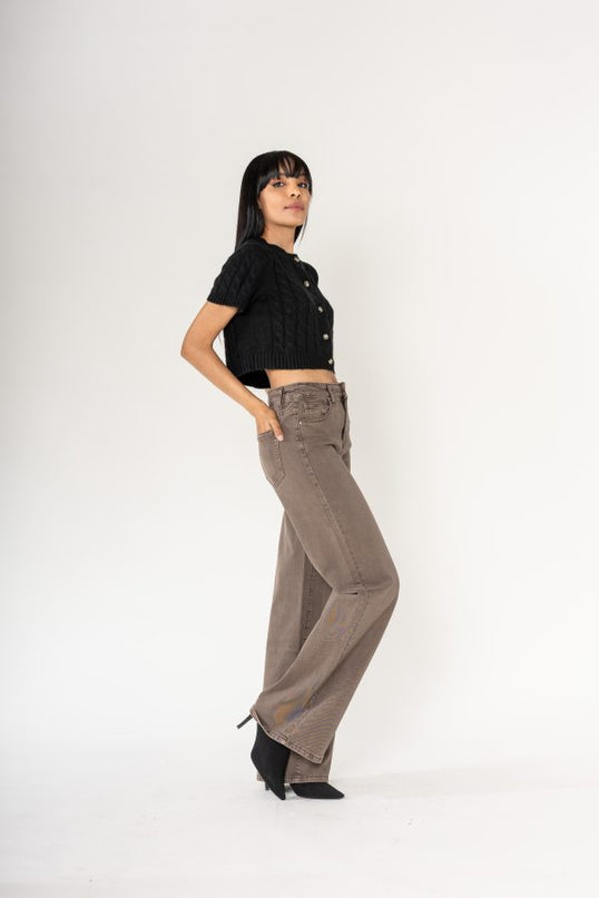 Wholesale Mole High Waist Wide Leg Flare Jeans