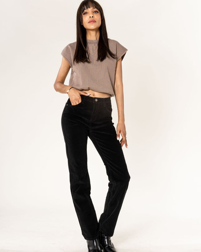 Wholesale Straight Leg Corduroy Trousers Black
