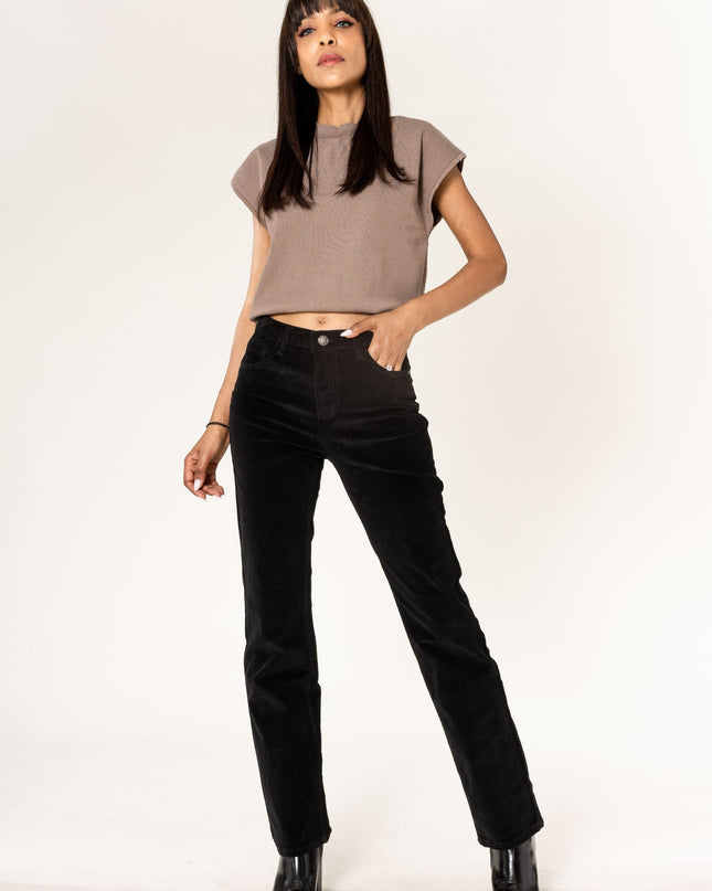 Wholesale Straight Leg Corduroy Trousers Black