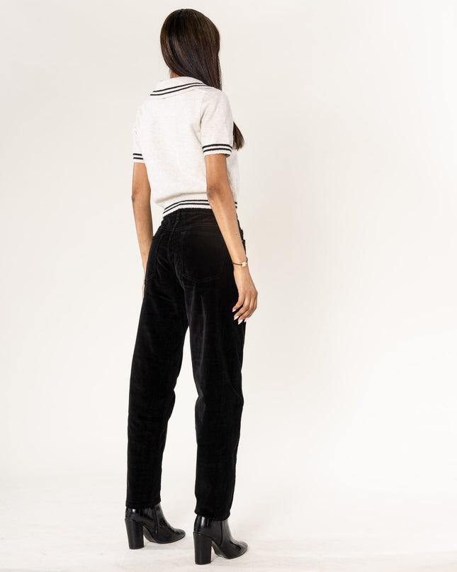 Wholesale Barrel Leg Corduroy Trousers Black