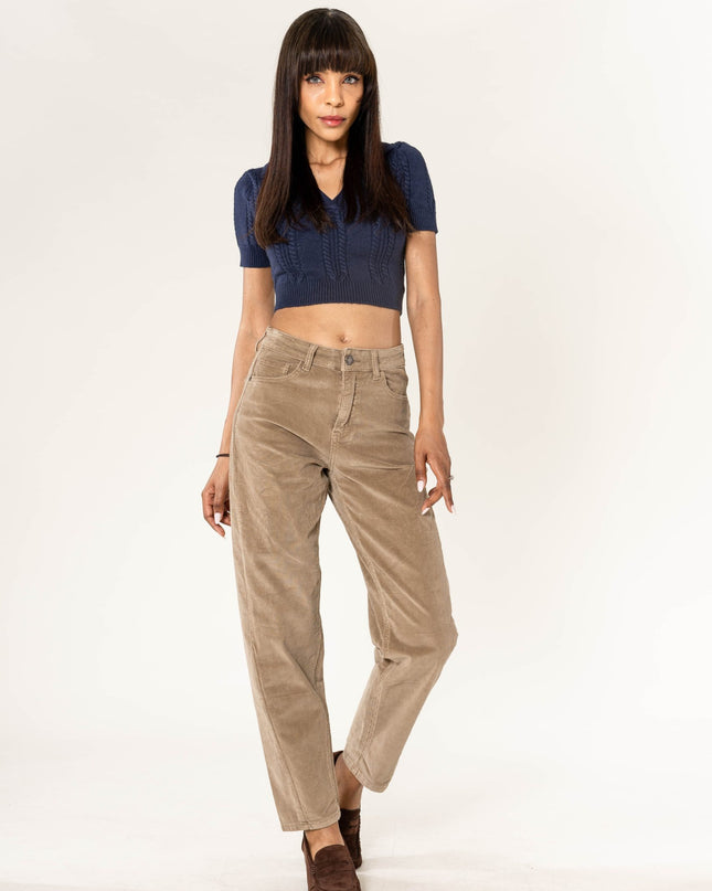 Wholesale Barrel Leg Corduroy Trousers Black