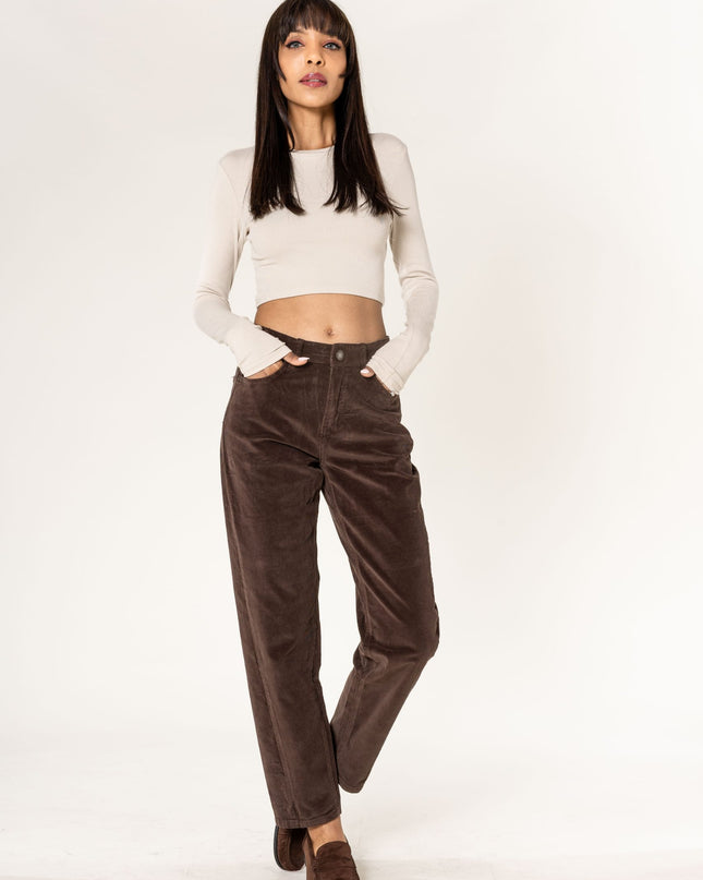 Wholesale Barrel Leg Corduroy Trousers Black