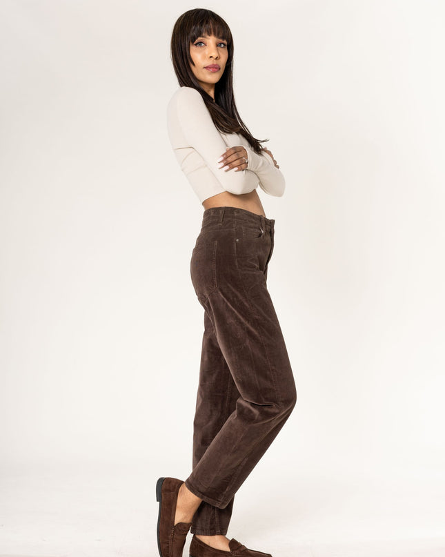 Wholesale Barrel Leg Corduroy Trousers Black