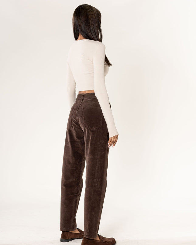Wholesale Barrel Leg Corduroy Trousers Black