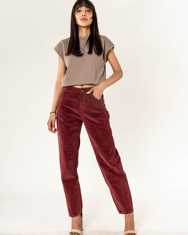 Wholesale Barrel Leg Corduroy Trousers Black