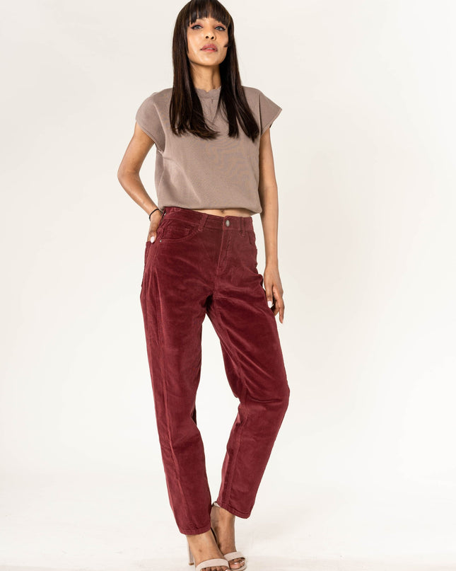 Wholesale Barrel Leg Corduroy Trousers Black