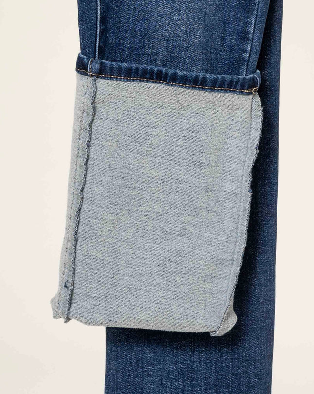 Wholesale Fleece-Lined Flare Jeans Blue