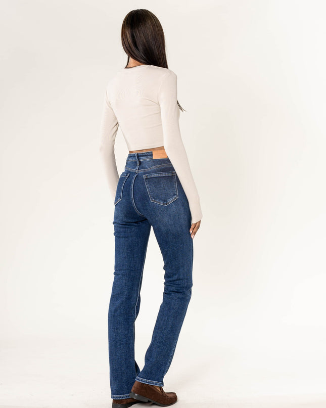 Wholesale Fleece-Lined Straight Leg Jeans Blue
