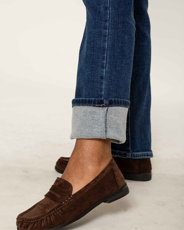 Wholesale Fleece-Lined Straight Leg Jeans Blue