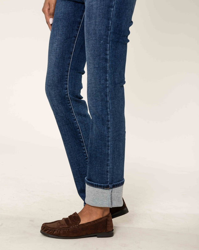 Wholesale Fleece-Lined Straight Leg Jeans Blue
