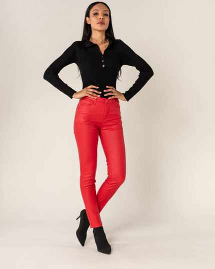 Wholesale Push Up Oiled Pants Red